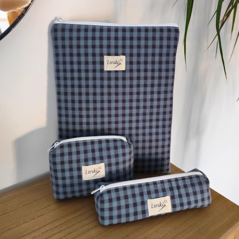 Funda Émile en cuadros vichy – Acolchada para libro, tablet o agenda