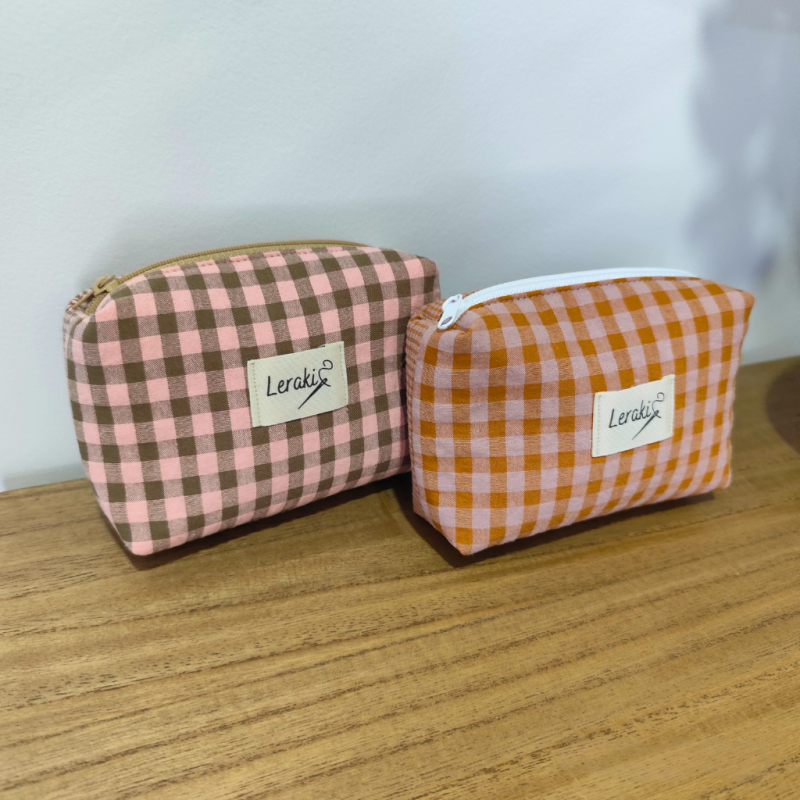 Mini neceser Chérie en cuadros vichy – Diseño compacto y funcional