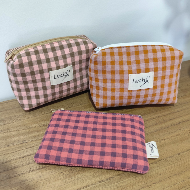 Mini neceser Chérie en cuadros vichy – Diseño compacto y funcional