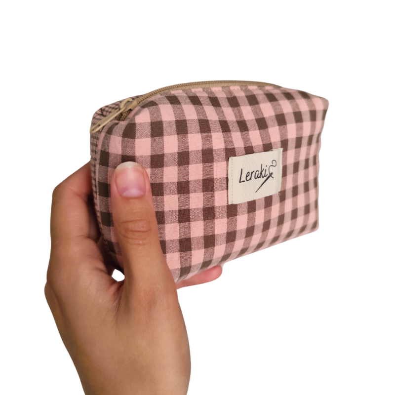 Mini neceser Chérie en cuadros vichy – Diseño compacto y funcional