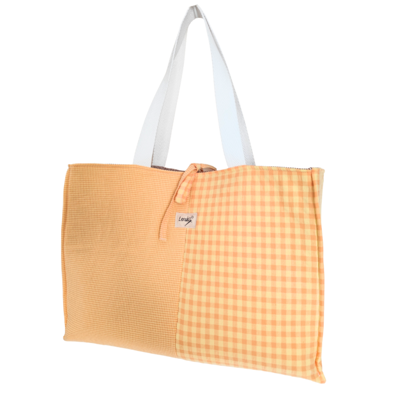 Bolso grande tipo tote Juliette en cuadros vichy – Hecho a mano por Leraki