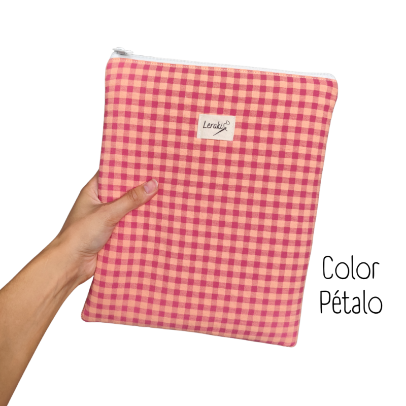 Funda Émile en cuadros vichy – Acolchada para libro, tablet o agenda